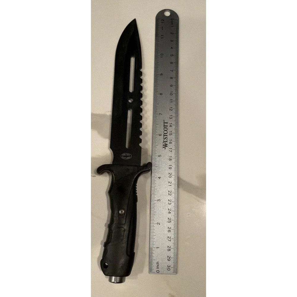 Frost Cutlery Tactical Survival Knife Fixed Blade Sheath Serrated Gut Hook 12